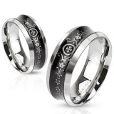 Bague acier 66 - Centre incurvé avec motifs