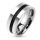 Bague acier 74 - Ligne centrale noire