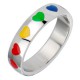 Bague gay-pride 02 - Coeurs couleurs de l'arc-en-ciel