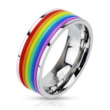 Bague gay-pride 07 - Lignes de caoutchouc