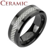 Bague céramique 03 - Noire et fibre de carbone