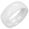Bague céramique 04 - Blanche facettes