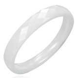 Bague céramique 09 - Fine blanche facettes