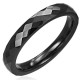 Bague céramique 10 - Fine noire facettes