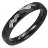 Bague céramique 10 - Fine noire facettes
