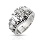 Bague croix avec zircones transparents (14)