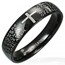 Bague croix fond noir avec écritures (22)