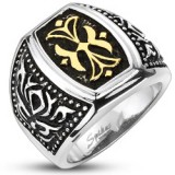 Chevalière croix gold-ip sur gris et noir (26)