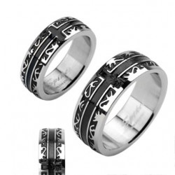 Bague croix ligne noir centrale (29)