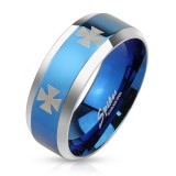 Bague croix de Malte sur fond bleu (35)