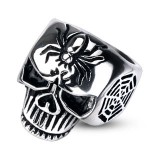 Bague gothique 11 - Crâne avec araignée