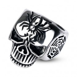 Bague gothique 11 - Crâne avec araignée