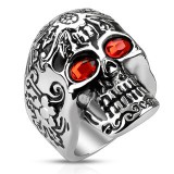 Bague gothique 12 - Crâne aux yeux rouges