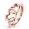 Bague deux coeurs gold-ip rose (03)