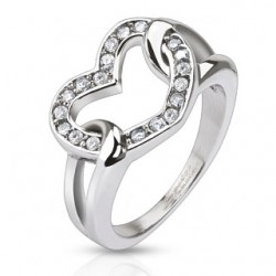 Bague coeur avec multiples strass (08)