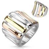 Bague gold-ip 33 - Bandes grises, jaunes et roses