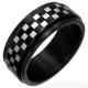 Bague PVD 02 - Noire damier