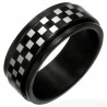Bague PVD 02 - Noire damier