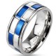 Bague PVD 29 - Rectangles bleus et blancs