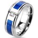 Bague PVD 30 - Ligne grecque sur fond bleu et strass