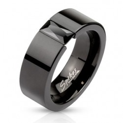 Bague PVD 39 - Zircone triangulaire noir