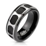 Bague PVD 48 - Cables noirs dans ovales