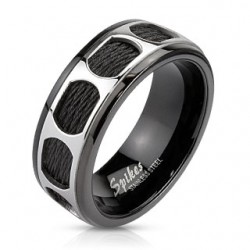 Bague PVD 48 - Cables noirs dans ovales
