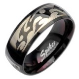 Bague PVD 56 - Motif tribal sur fond gris