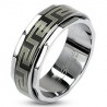 Bague PVD 57 - Ligne grecque sur noir