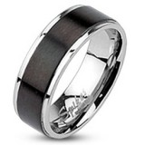 Bague PVD 58 - Bande noire centrale