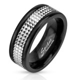 Bague PVD 63 - Noir centre argenté
