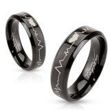 Bague PVD 65 - Ligne de vie et coeur