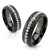 Bague PVD 66 - Satin ligne de strass transparents