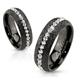 Bague PVD 66 - Satin ligne de strass transparents