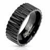 Bague PVD 75 - Noir Rainures