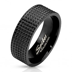 Bague PVD 76 - Noir pavé