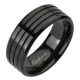 Bague en titane 10 - Noire quatre bandes