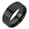 Bague en titane 10 - Noire quatre bandes