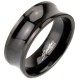 Bague en titane 13 - Noire centre incurvé