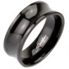 Bague en titane 13 - Noire centre incurvé