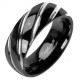 Bague en titane 16 - Noire rayures grises