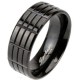 Bague en titane 20 - Noire avec rectangles