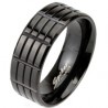 Bague en titane 20 - Noire avec rectangles