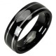 Bague en titane 23 - Noire deux lignes grises
