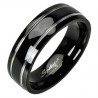 Bague en titane 23 - Noire deux lignes grises