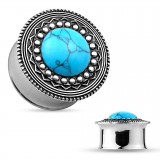 Plug en acier centre turquoise