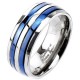 Bague en titane 25 - Deux lignes bleues