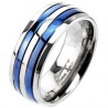 Bague en titane 25 - Deux lignes bleues