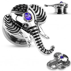 Plug en acier éléphant gem bleu