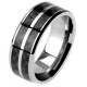 Bague en titane 27 - Lignes fibres de carbone noires